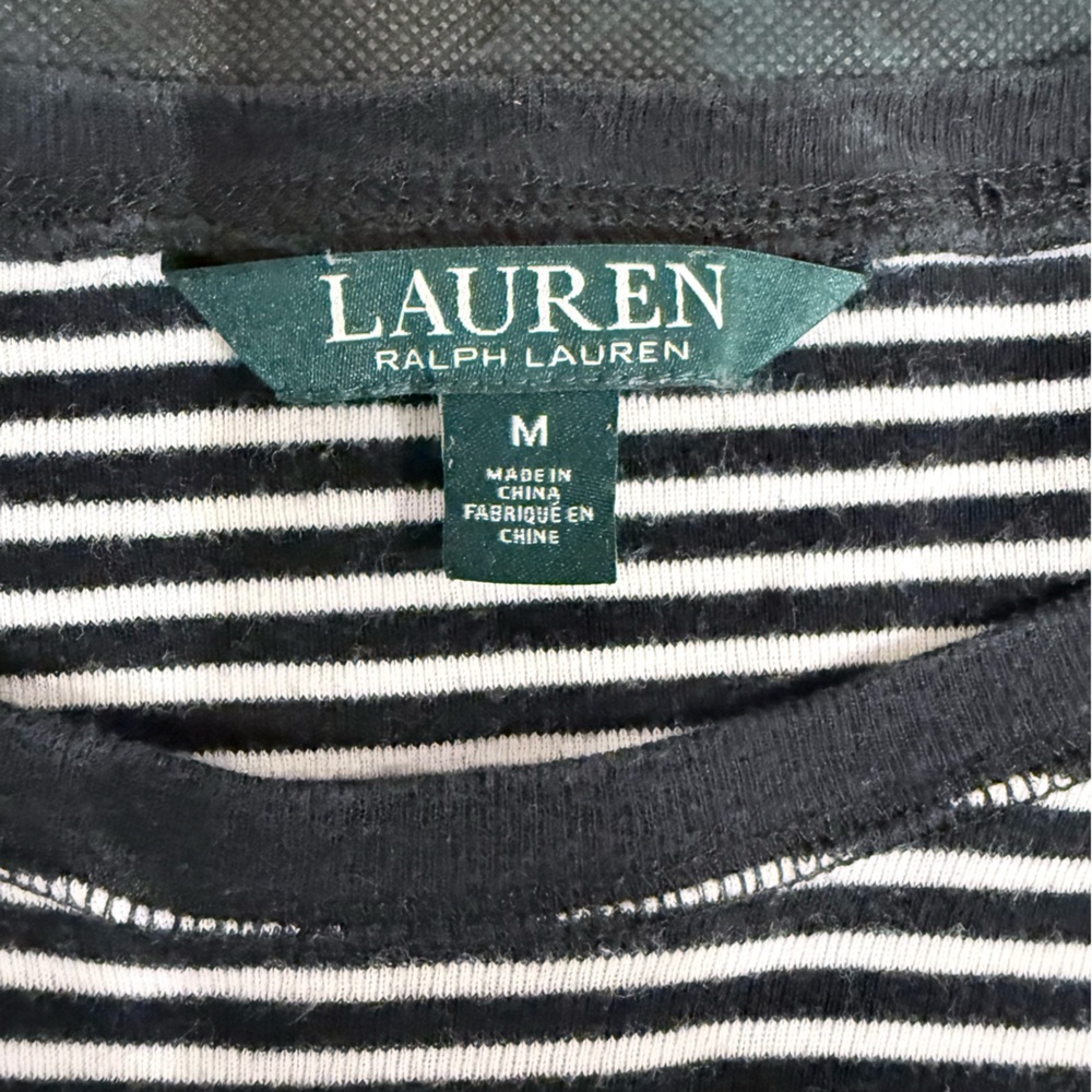 🔥Ralph Lauren Black and White Striped Women's Top Size M EC🔥 - Picture 5 of 7